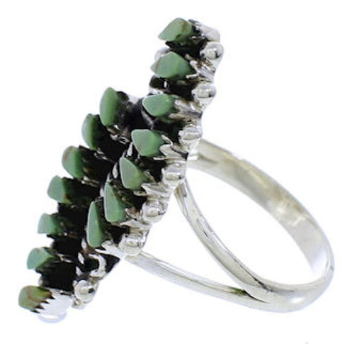 Genuine Sterling Silver Turquoise Needlepoint Ring Size 6-1/4 UX33372